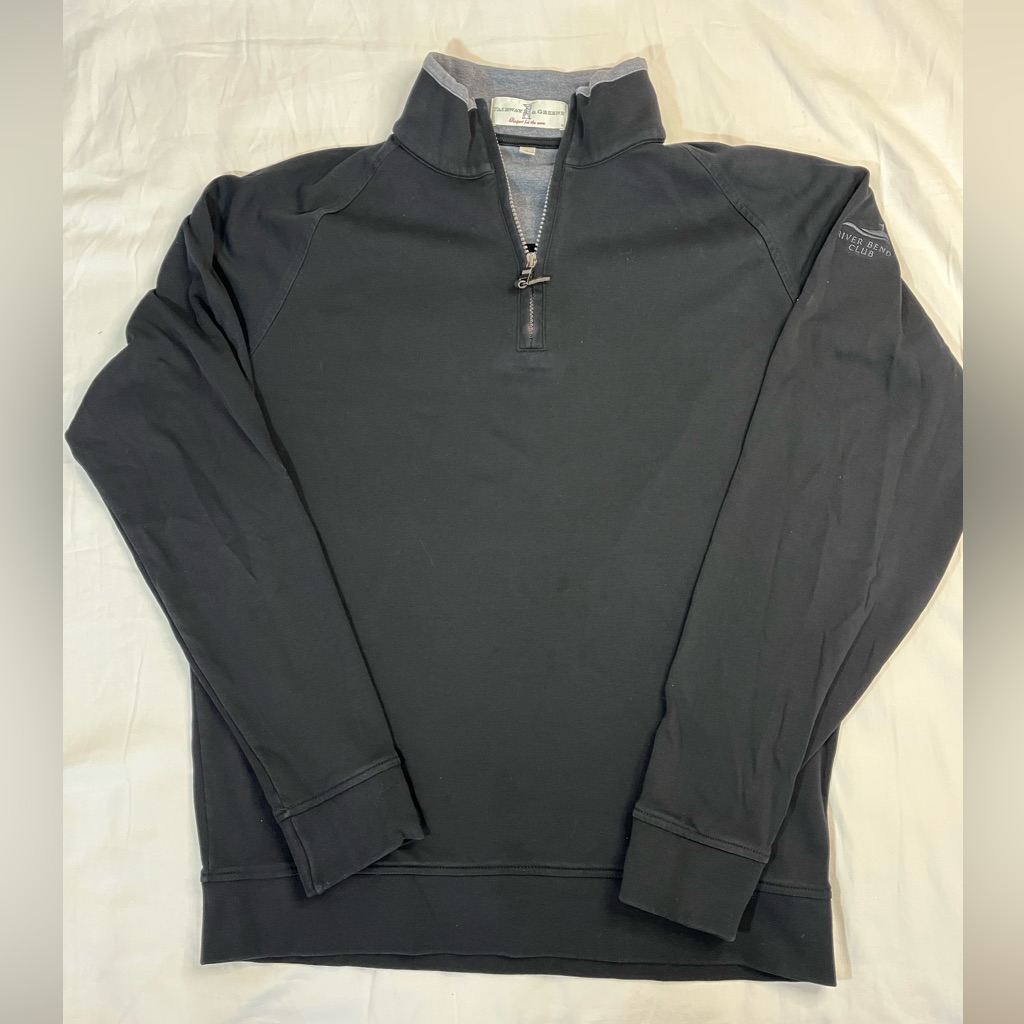 Fairway & Greene Black Cotton Quarter-Zip Pullovertop Men’s Large